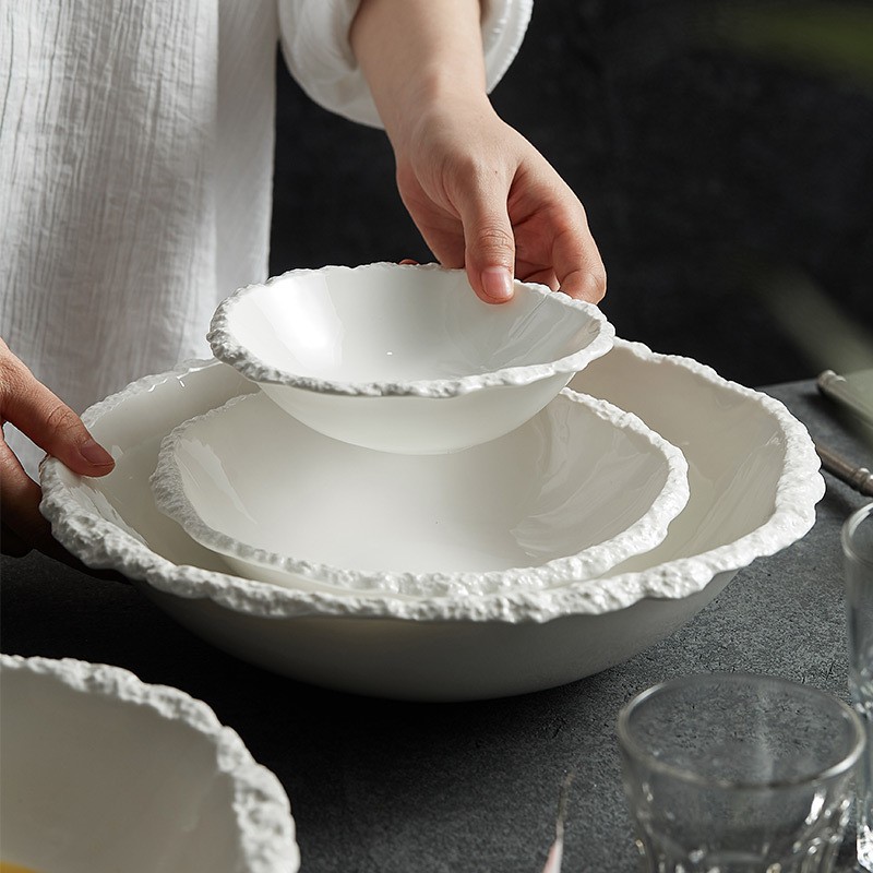 Food safe glazes best porcelain white ceramic serving bowls online shop Made in China website