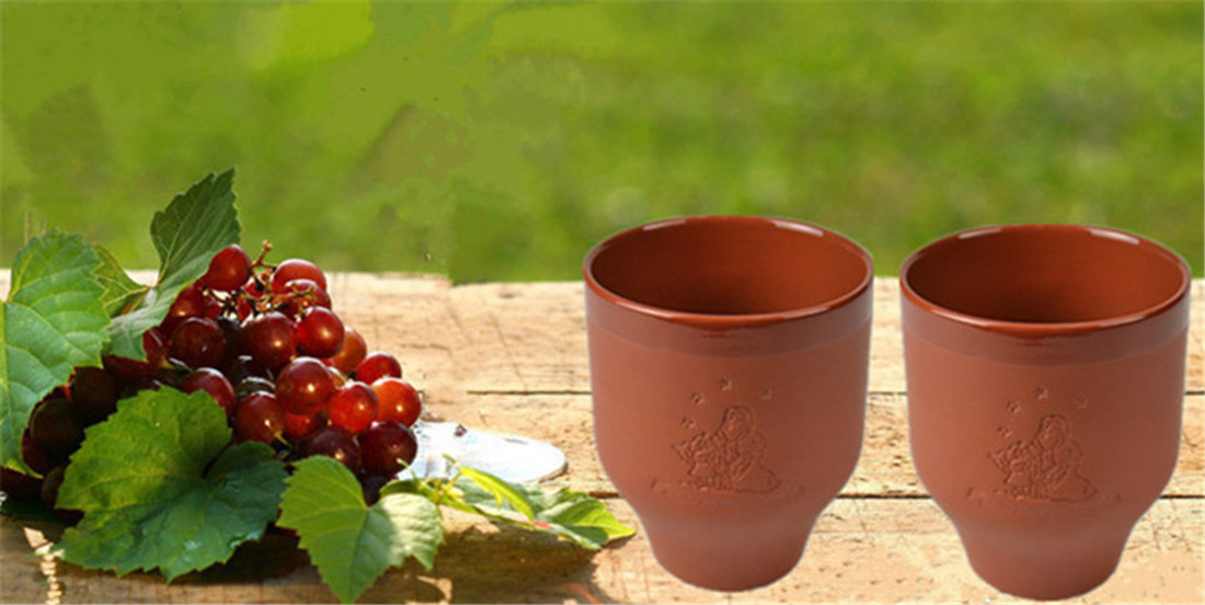 Modern design pattern color with personalised business logo clay wine cup to buy