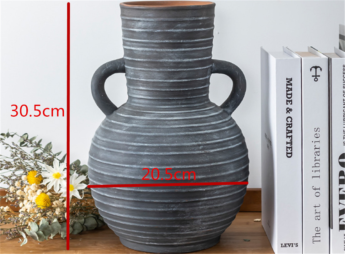 Best art home decor medium temperature firing matte black terracotta vase online shop China website