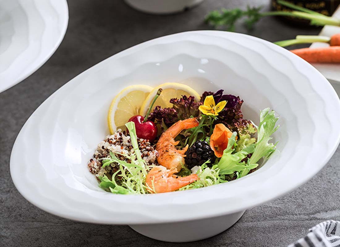 Best restaurant tableware at wholesale prices white ceramic salad bowl