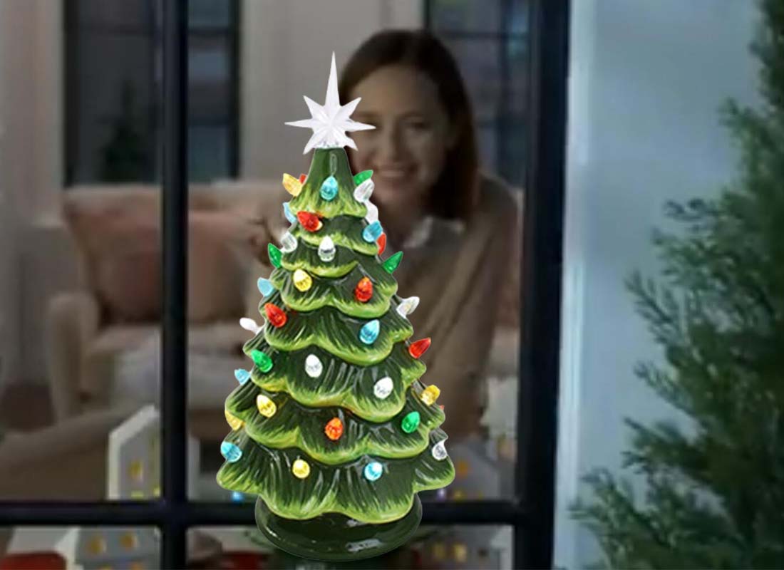 Best custom factory stores bulk beautiful porcelain gift green ceramic christmas tree