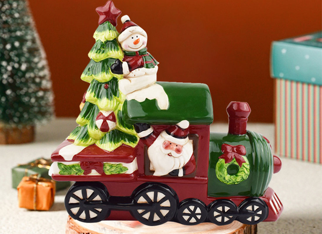 Best custom factory stores bulk beautiful porcelain gift ceramic christmas train set