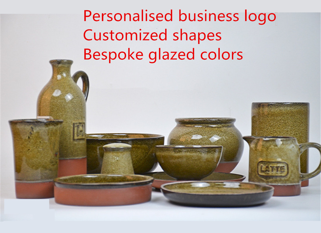 Modern design pattern color with personalised business logo terracotta tableware buy