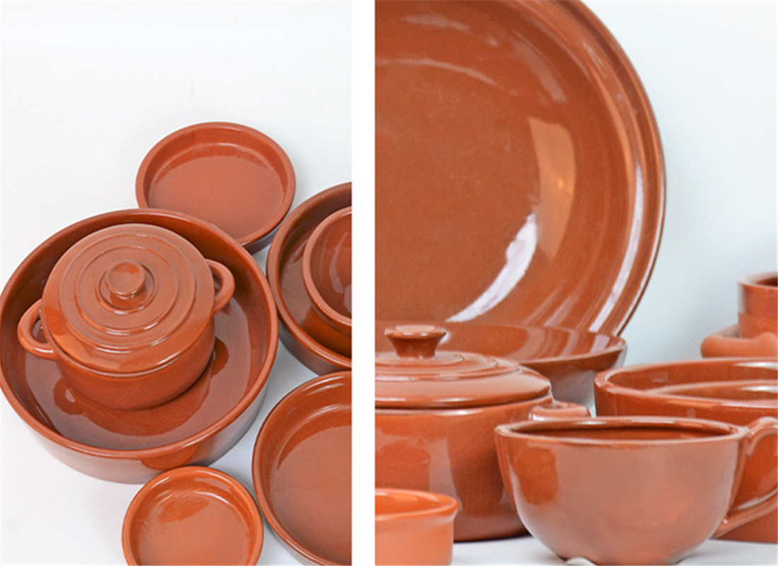 Modern design pattern color with personalised business logo terracotta dishes for cooking