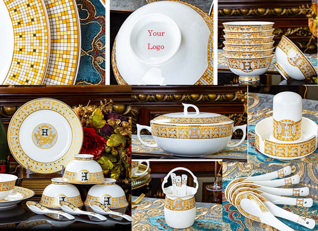 Chinese manufacturer OEM luxury dinner service bone china dinnerware