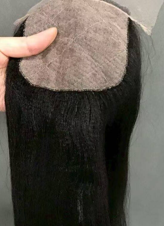 Cuticle-aligned human hair lace frontal piece prepared by our B2B trading company for international export.