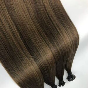 Top view of keratin bonded hair supplied directly by flat tip extension virgin human hair manufacturers for international salons