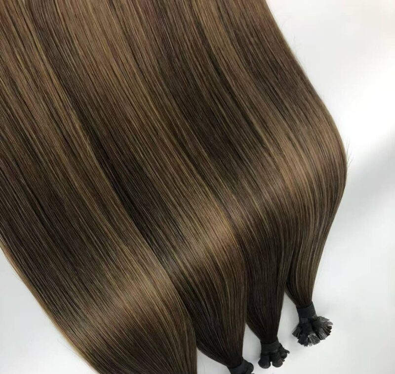 Top view of keratin bonded hair supplied directly by flat tip extension virgin human hair manufacturers for international salons