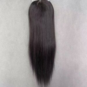 Top view of monofilament toppers human hair manufactured for B2B wholesale and high-end salon vendors