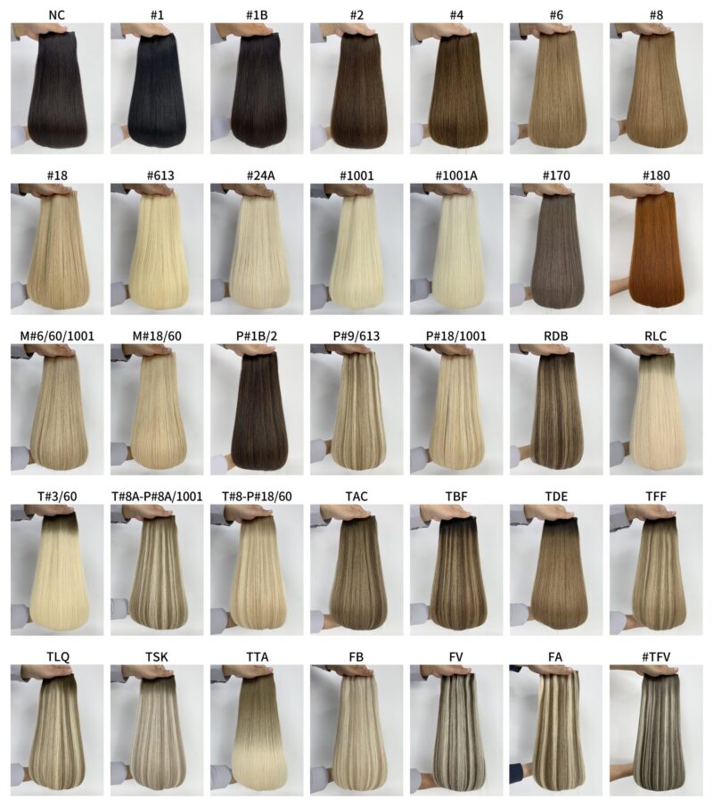 Private label human hair wig color matching chart for wholesale orders