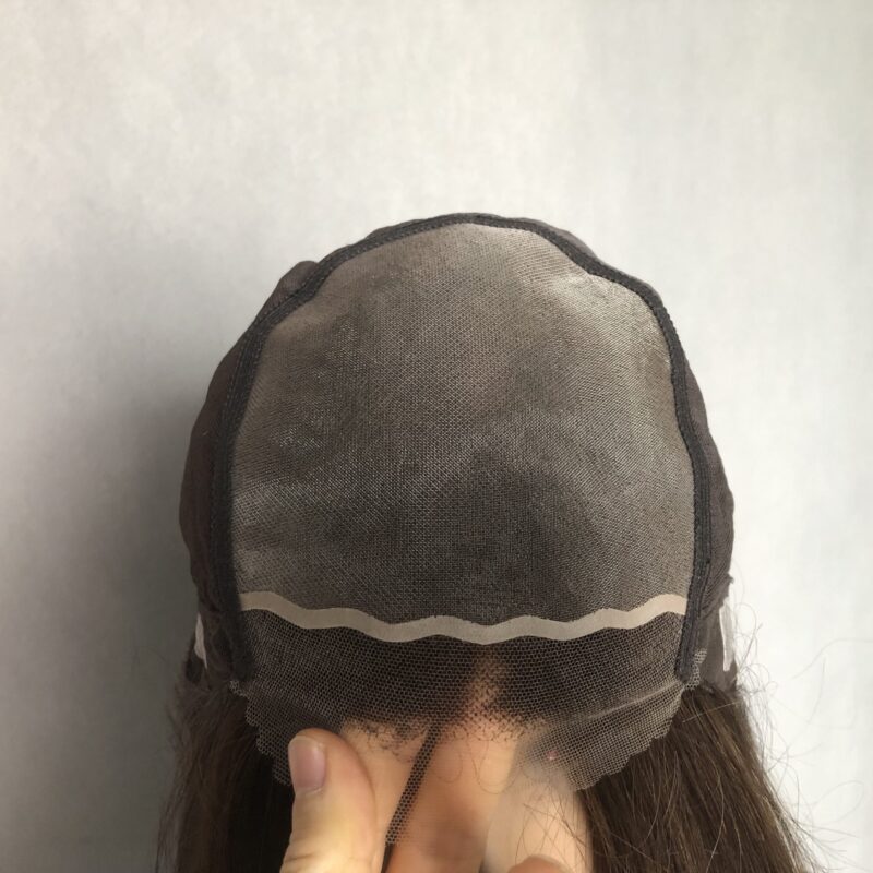 Full inside cap view of a 100 hand tied human hair wig