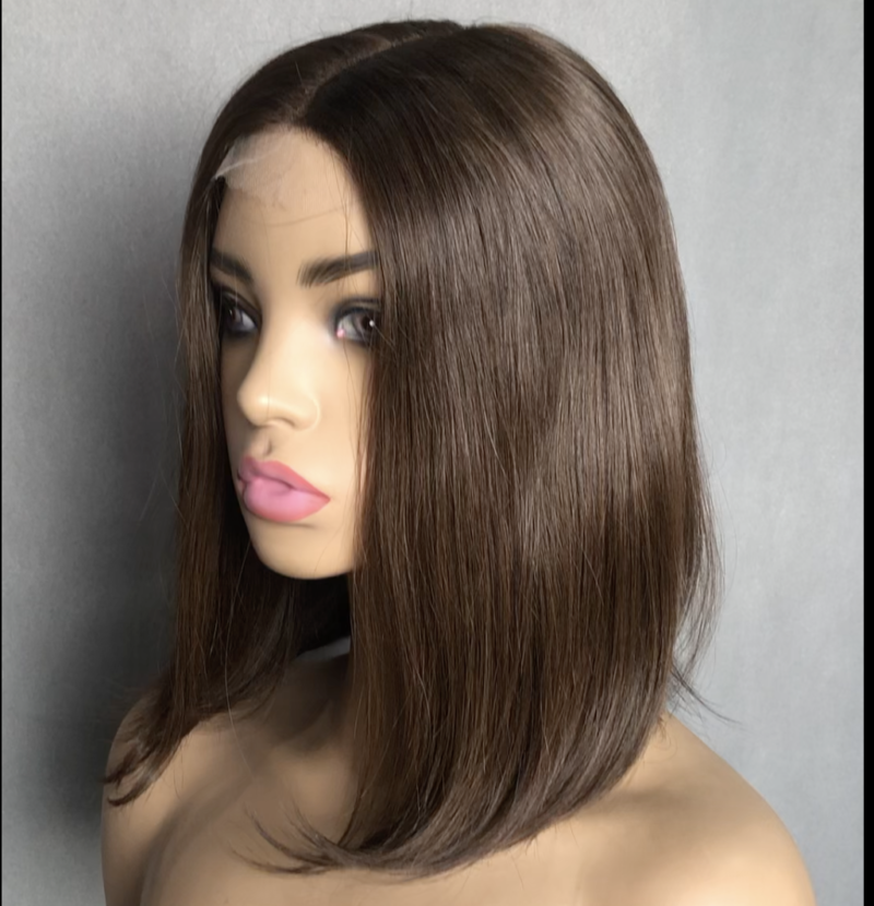 Natural front lace hairline of human hair medical wigs on mannequin