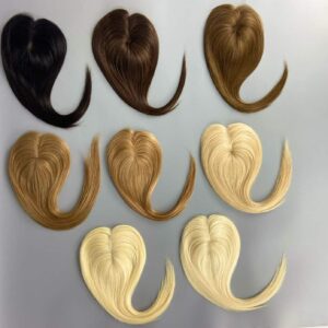 Close up of premium virgin human hair toppers for caucasian women
